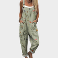 PRINTED ADJUSTABLE-STRAP DUNGAREES