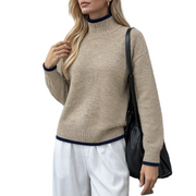 Yanet | Contrast-Trim High-Neck Jumper