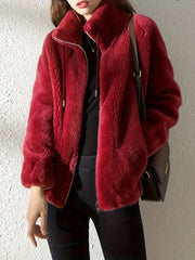 Rivka | Textured Stand-Collar Zip Jacket
