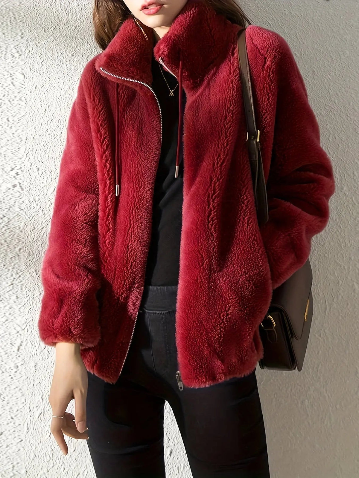 Rivka | Textured Stand-Collar Zip Jacket