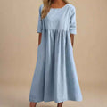 MARIANA | THREE-QUARTER-SLEEVE ROUND-NECK DRESS