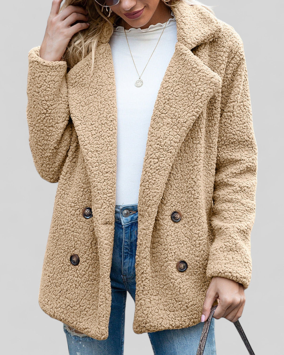 Vianey | Textured Double-Breasted Jacket
