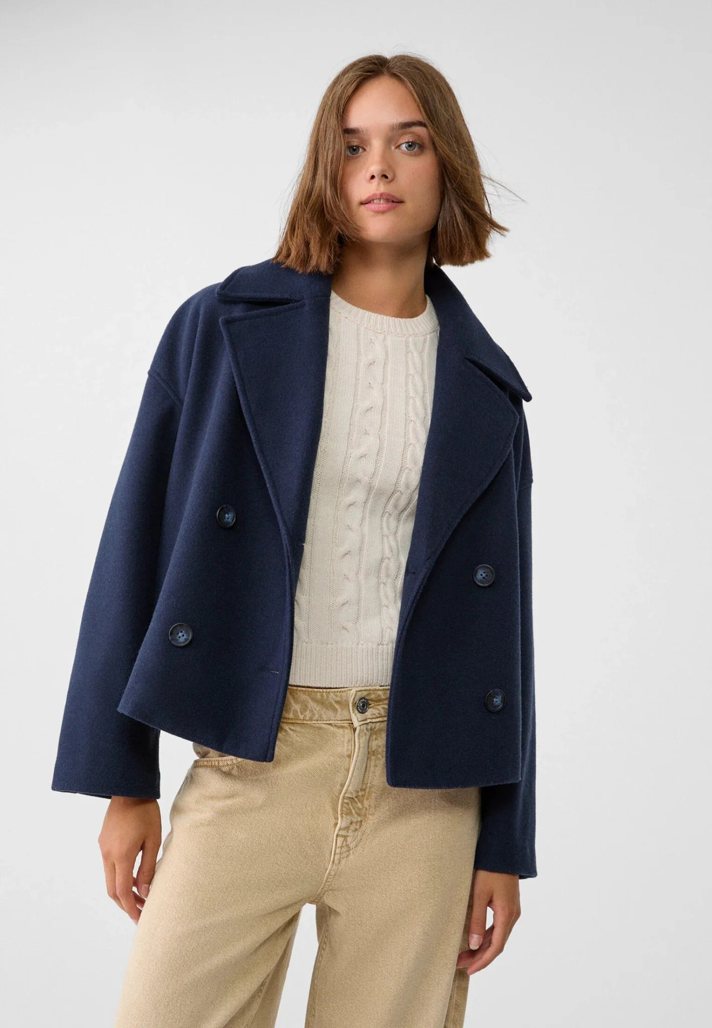 Maialen | Cropped Double-Breasted Tailored Jacket in Black