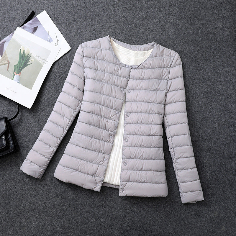Rosamund | Lightweight Round-Neck Padded Jacket in Beige