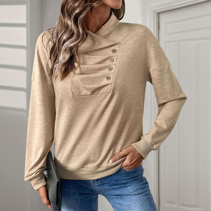 Enedina | Asymmetric Button-Neck Top