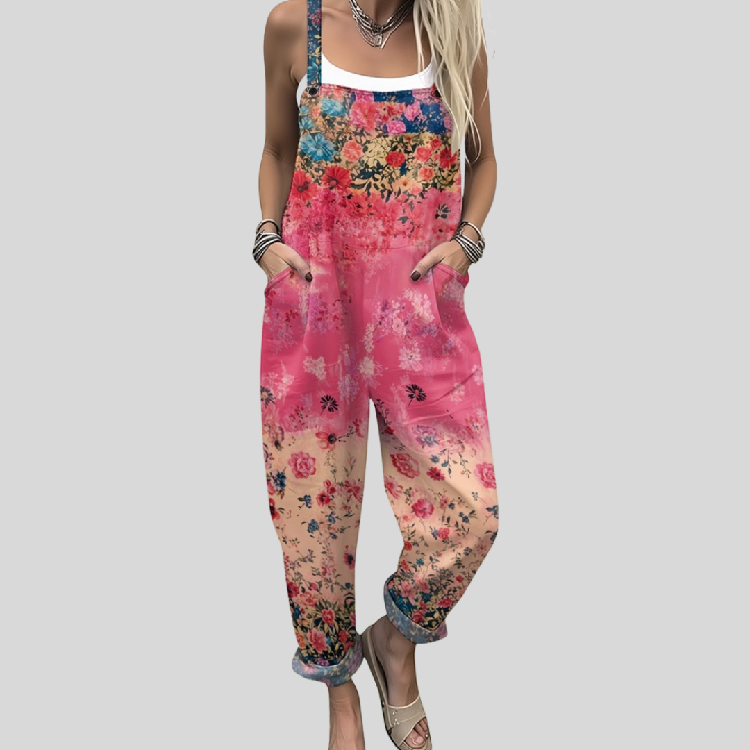 FLOWING ADJUSTABLE-STRAP CROPPED DUNGAREES