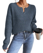 Anyssa | Notch-Neck Ribbed Jumper