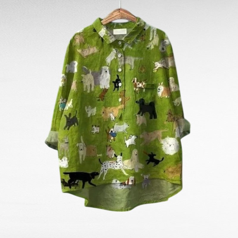 CÉCILE | PRINTED LONG-SLEEVE BLOUSE