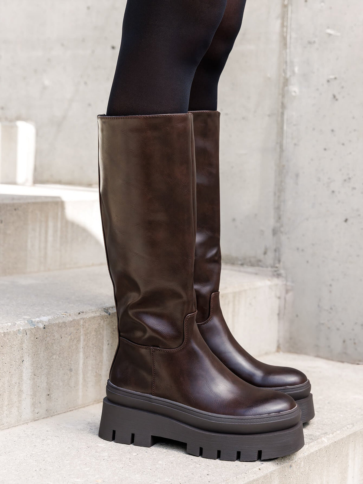 Cunegunda high chunky-sole boots in brown