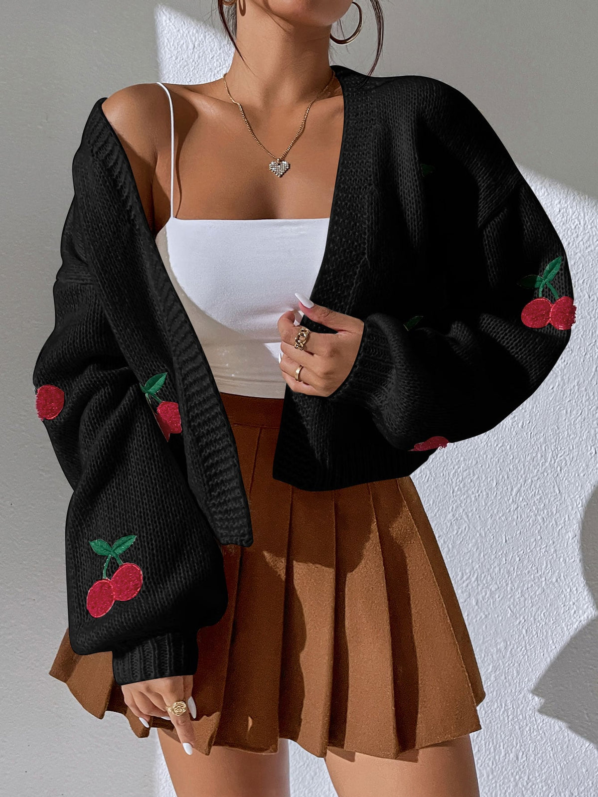 Tehya | Cherry-Sleeve Open Cardigan