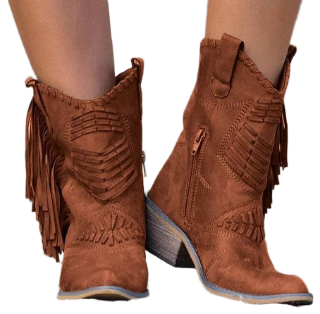 Krishvi | Fringe Western Ankle Boots