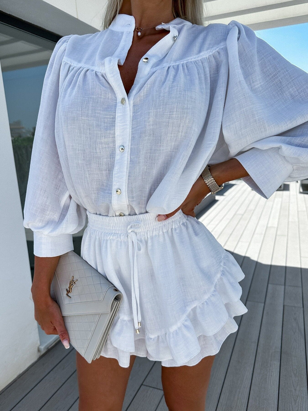 NOELLE | BUTTON-FRONT ELASTIC-WAIST CO-ORD SET