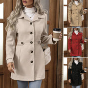 Eleri | Mid-Length Single-Breasted Wool-Blend Coat in Black
