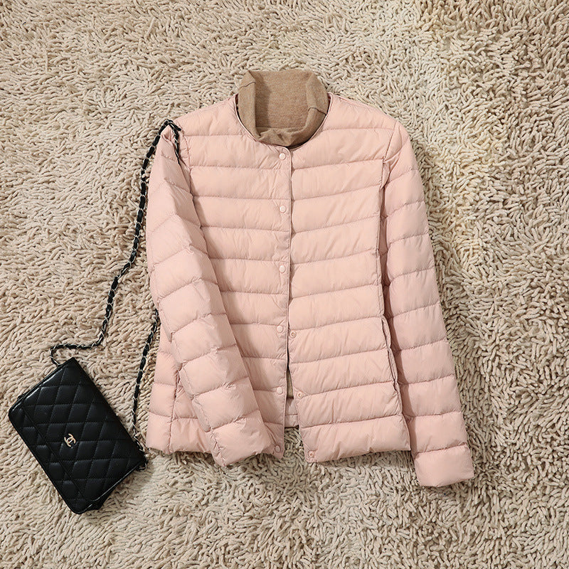 Rosamund | Lightweight Round-Neck Padded Jacket in Deep Red