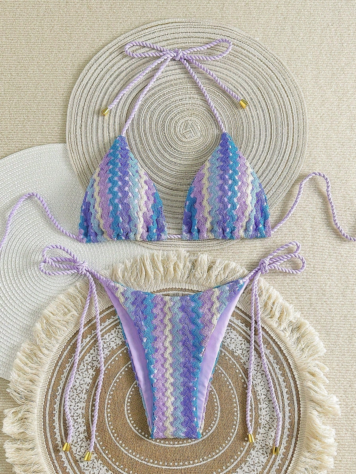 Rasheda | Striped Triangle Bikini