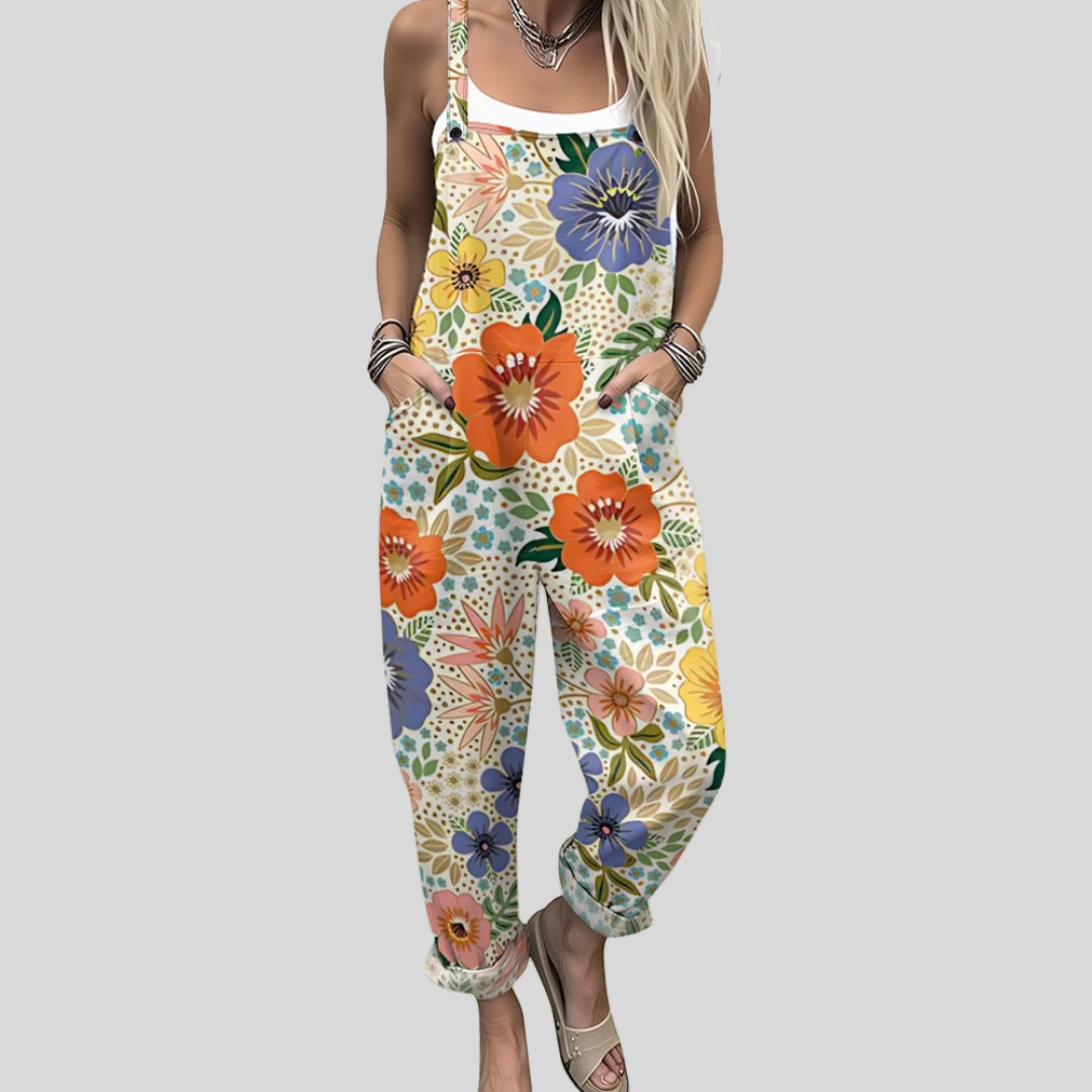 FLOWING ADJUSTABLE-STRAP CROPPED DUNGAREES