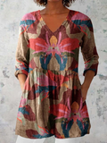 SARAH | MULTICOLOUR V-NECK LONGLINE BLOUSE