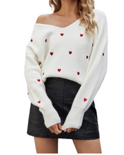 Jesusa | Heart-Pattern V-Neck Jumper