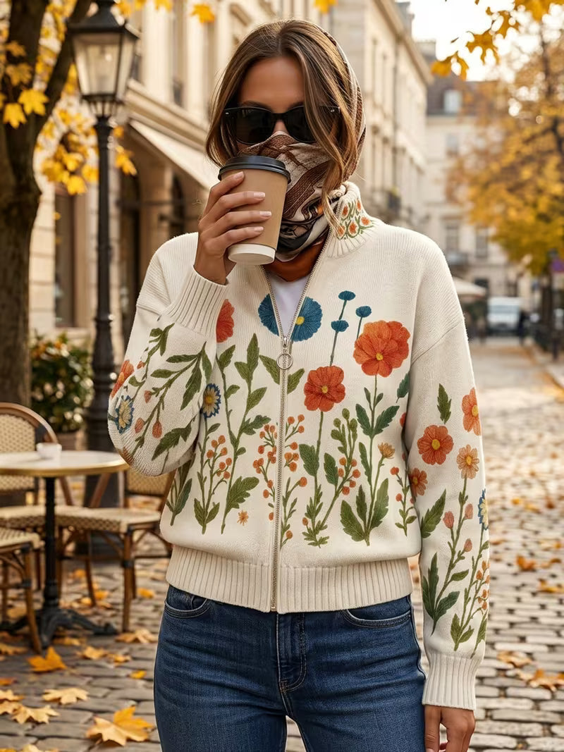 ANGELA | WILDFLOWER ZIP CARDIGAN