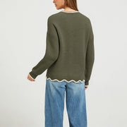 Lashawnda | Contrast Scallop-Hem Jumper