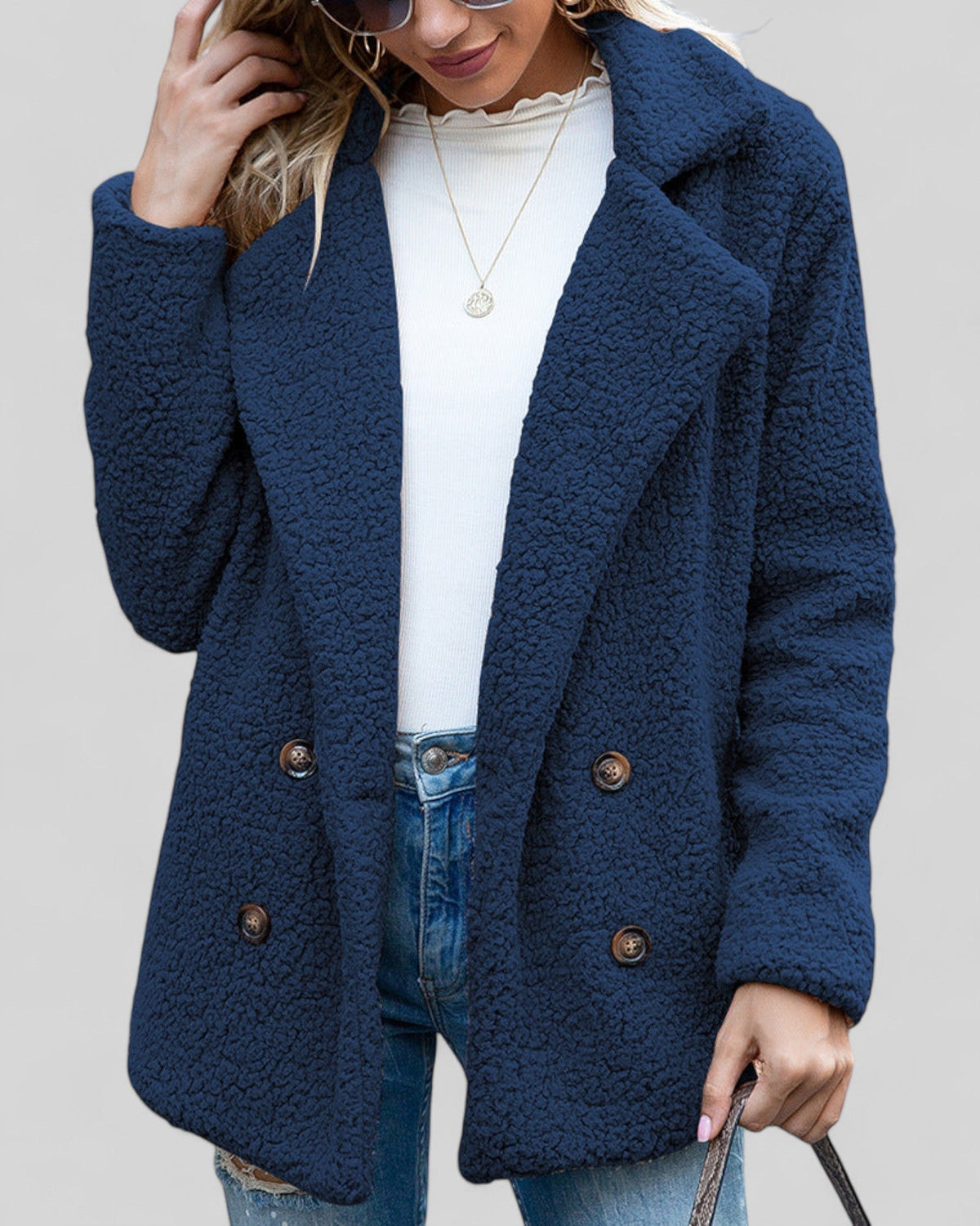 Vianey | Textured Double-Breasted Jacket