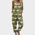 RELAXED-FIT PRINTED ADJUSTABLE-STRAP DUNGAREES