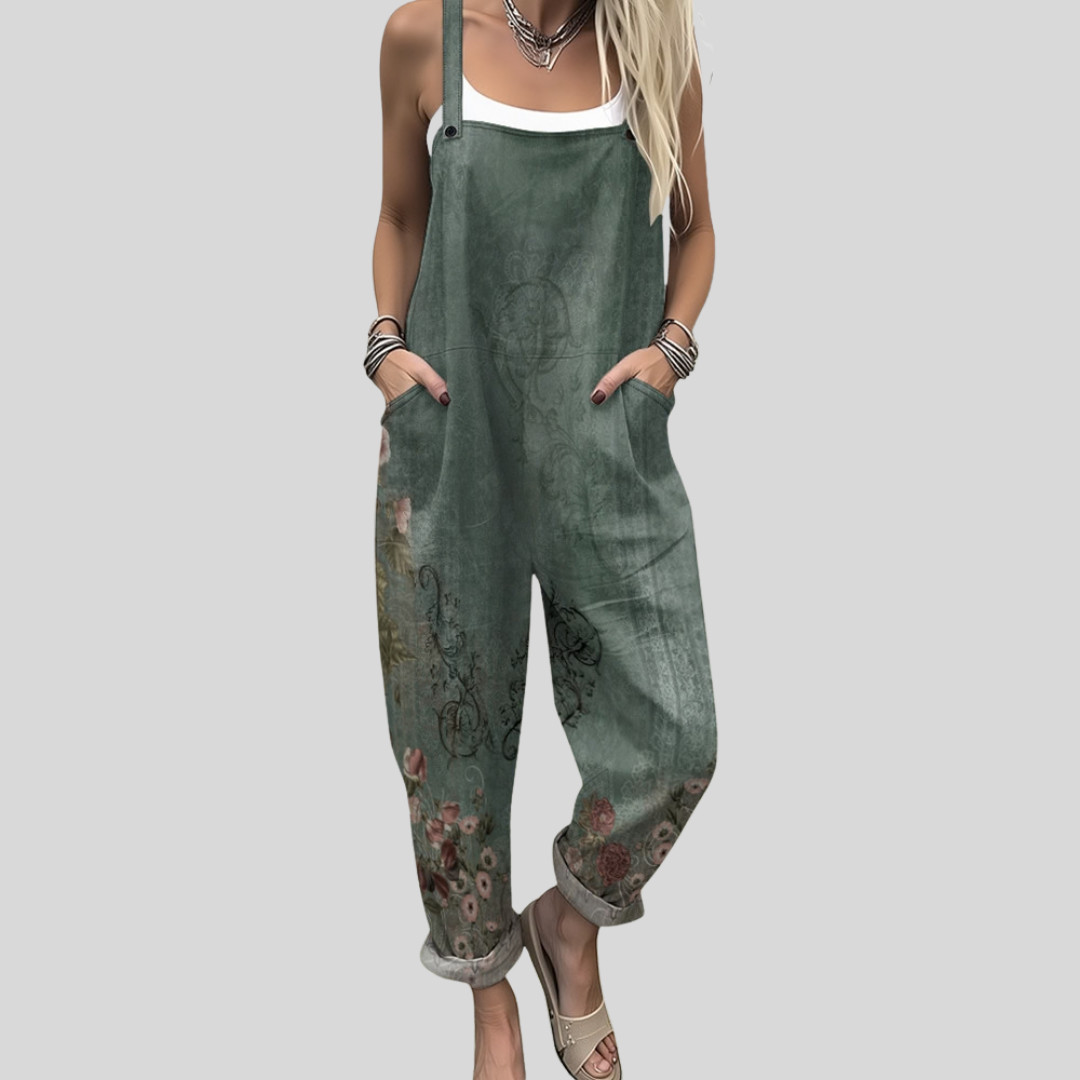 FLOWING ADJUSTABLE-STRAP CROPPED DUNGAREES