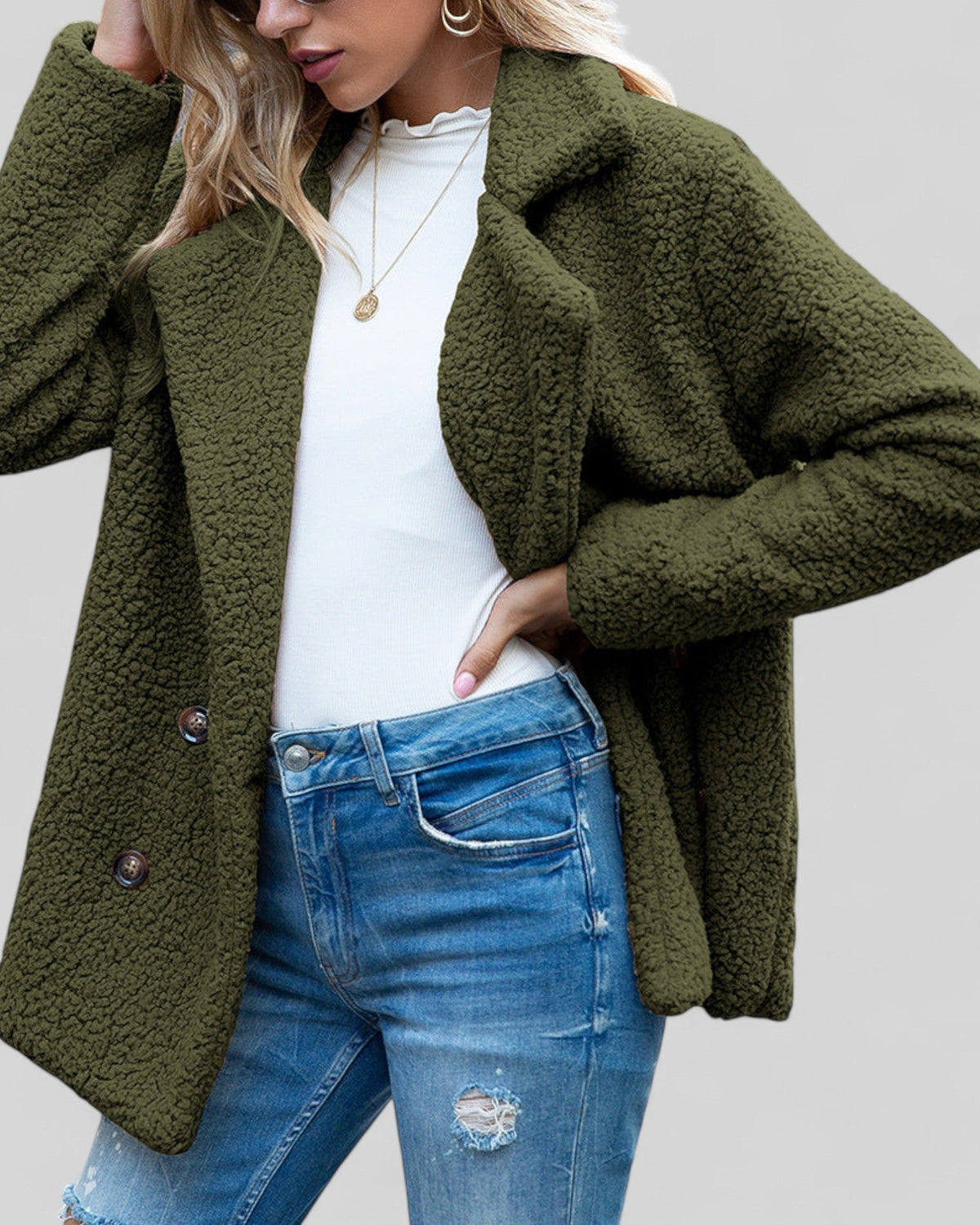 Vianey | Textured Double-Breasted Jacket
