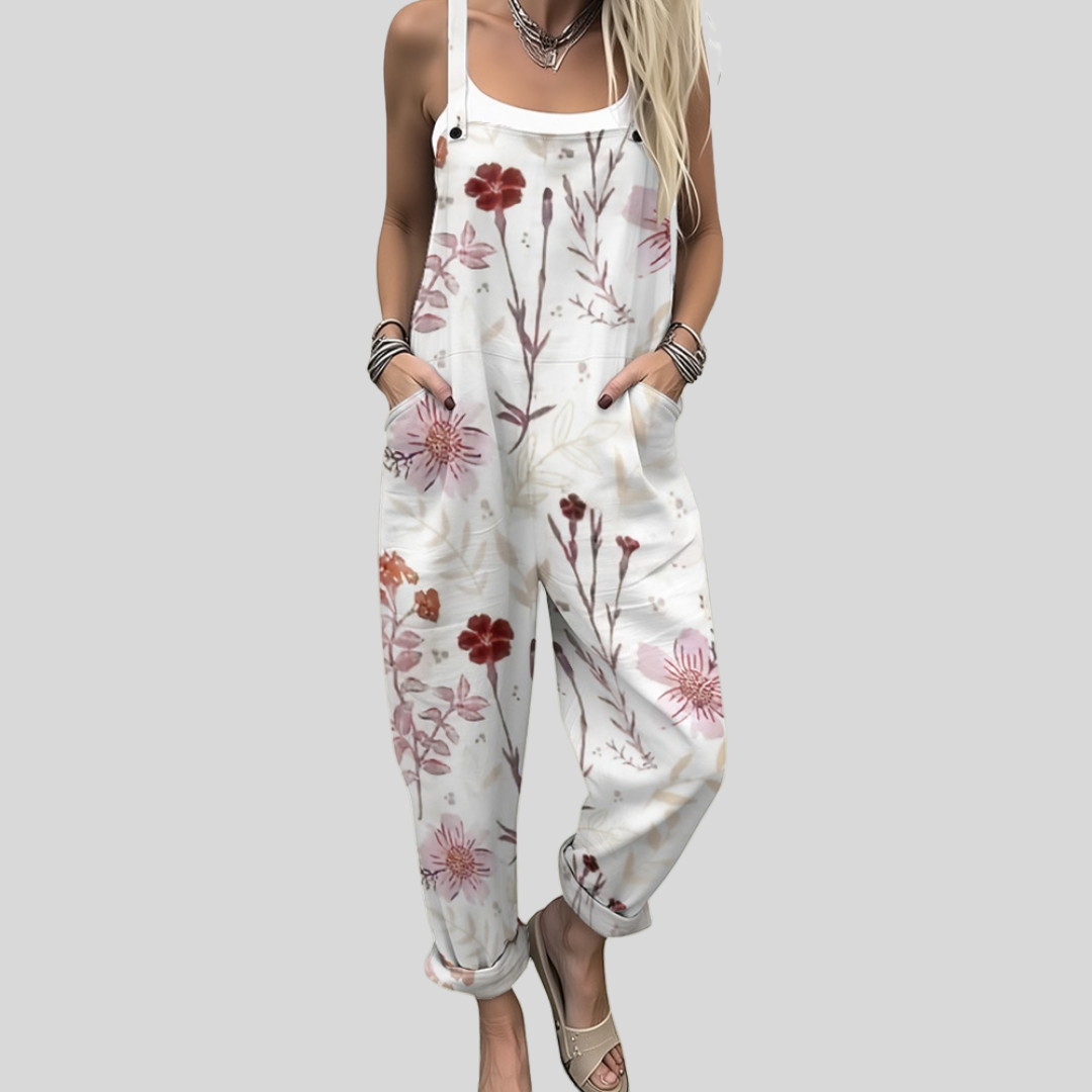 FLOWING ADJUSTABLE-STRAP CROPPED DUNGAREES