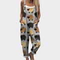 FLOWING PRINTED ADJUSTABLE-STRAP DUNGAREES