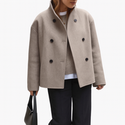 Iyanna | Round-Neck Double-Breasted Jacket