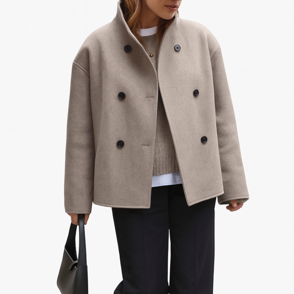 Iyanna | Round-Neck Double-Breasted Jacket