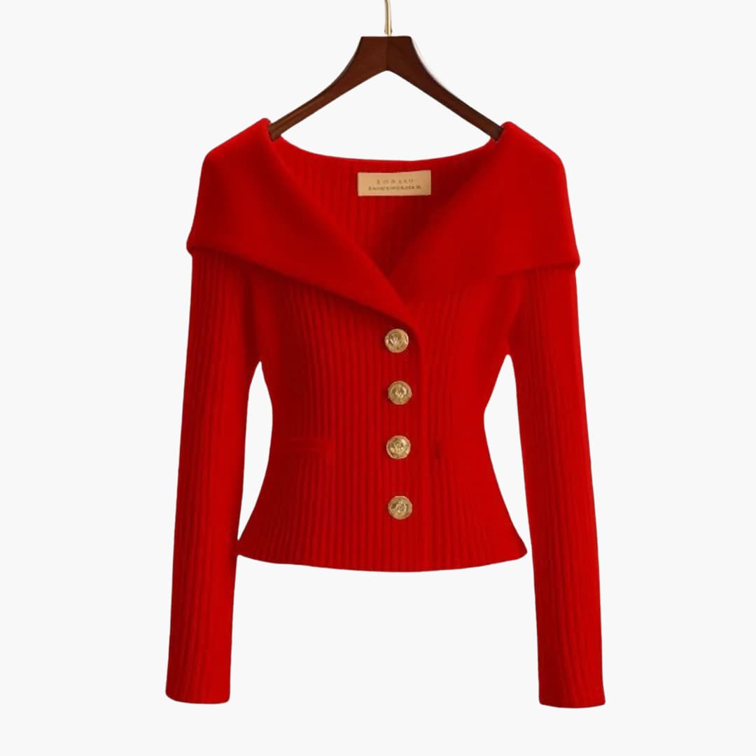 Donella | Foldover-Collar Button Cardigan