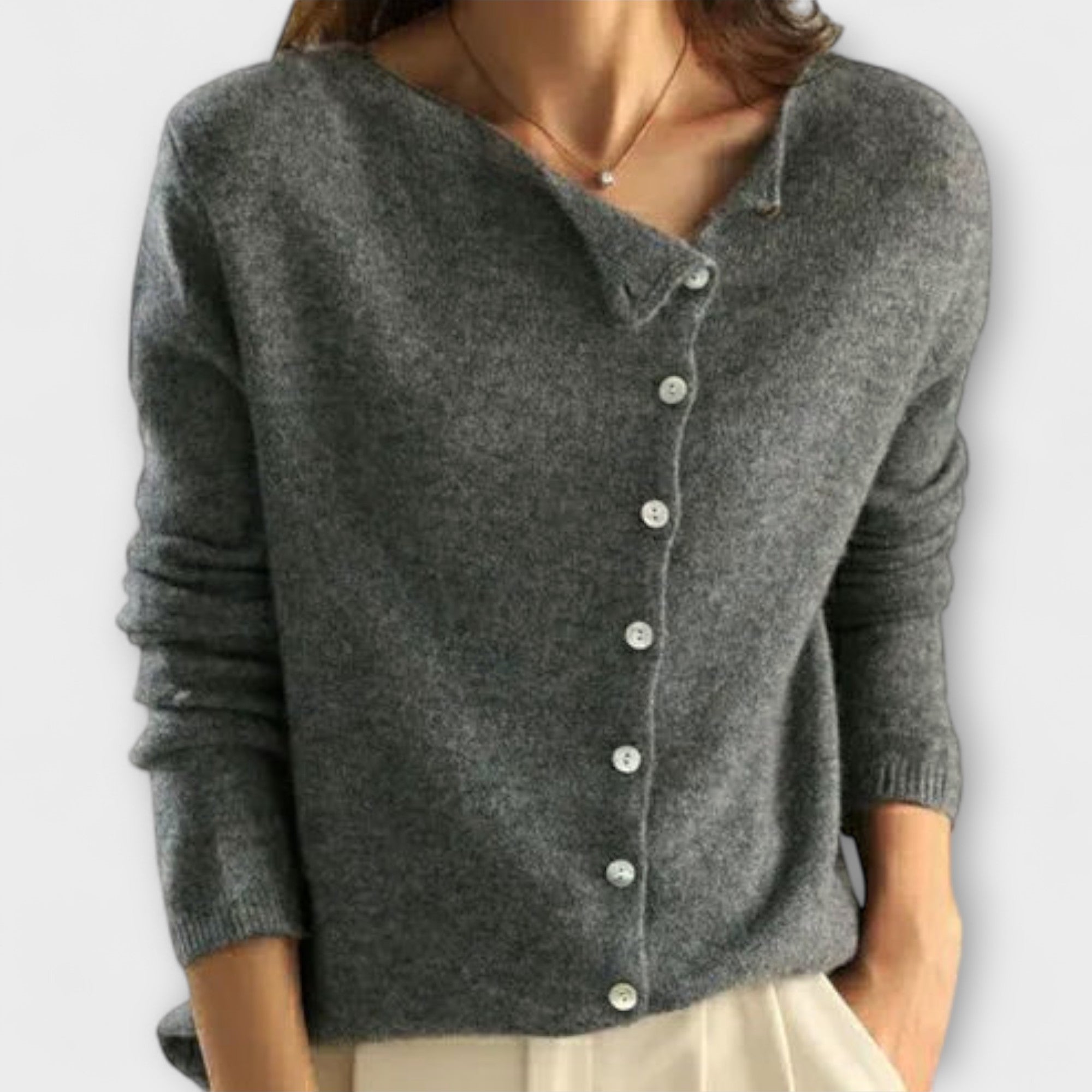 ISABELLE | BUTTON-FRONT LONG-SLEEVE JUMPER
