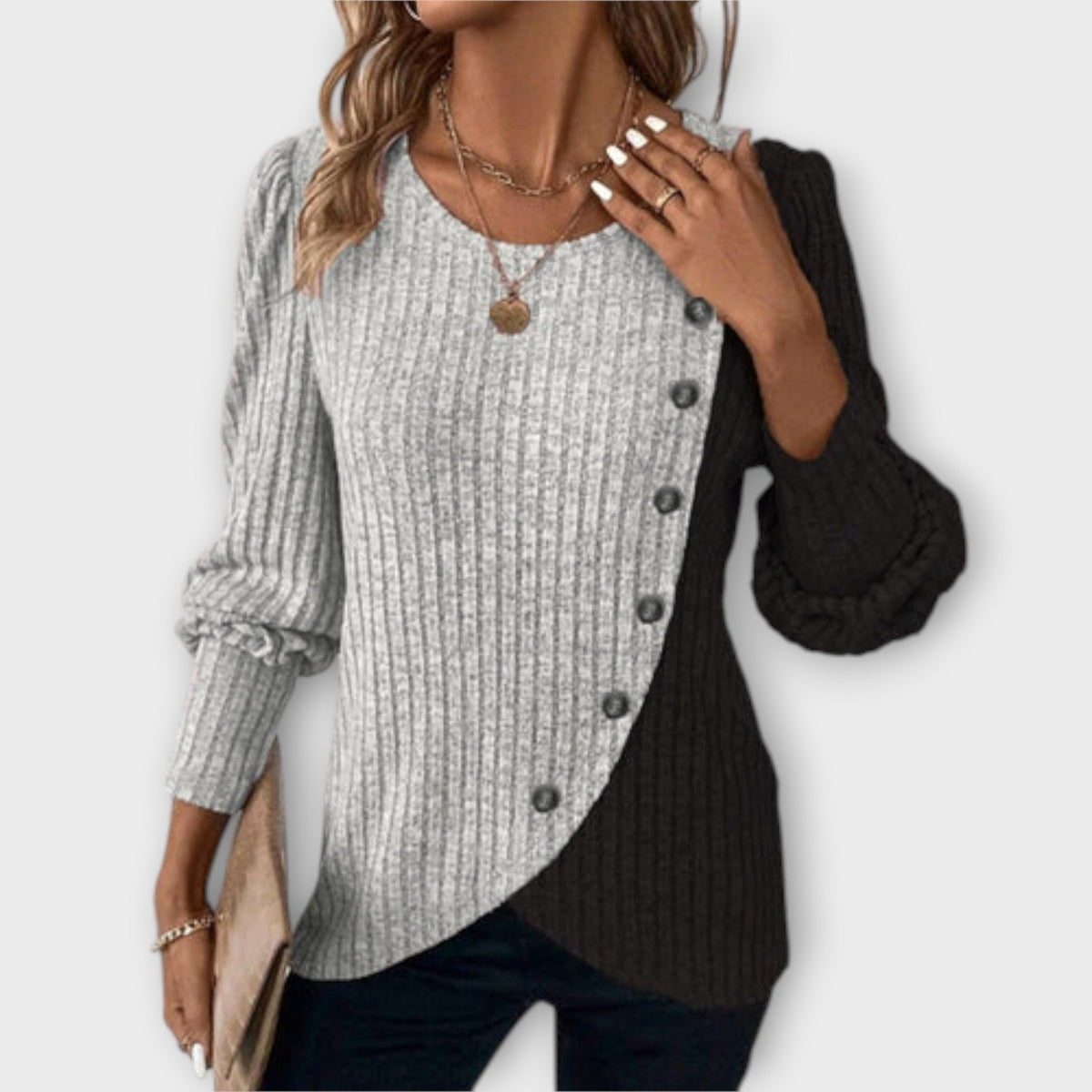 Nostalgie | Lila And Black Jumper With Colour-Block