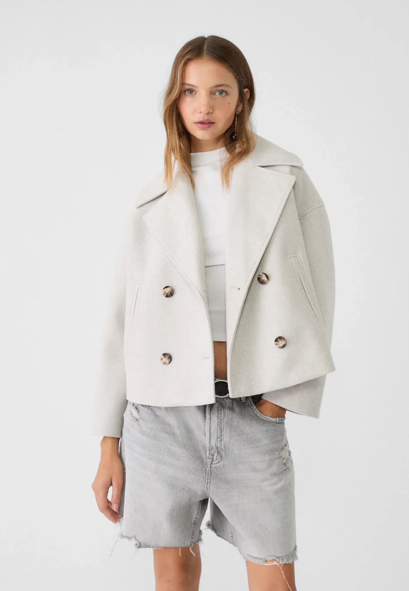 Maialen | Cropped Double-Breasted Tailored Jacket in Green