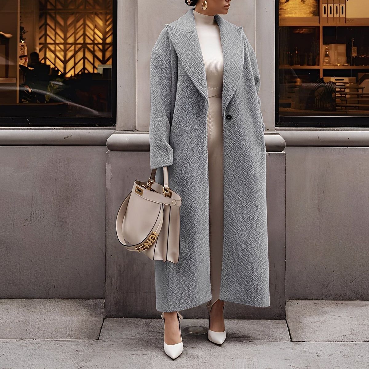 Tanesha | Collarless Open-Front Coat