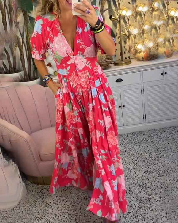 FLORIANA | FLORAL V-NECK DRESS