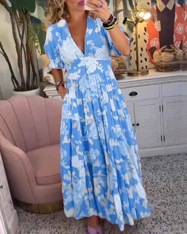 FLORIANA | FLORAL V-NECK DRESS
