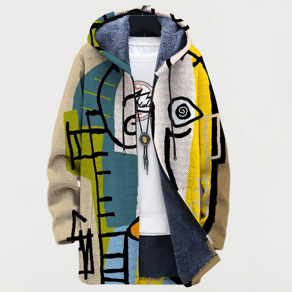 LÓISE | ABSTRACT-PRINT HOODED COAT