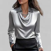 Kamie | Collared Cowl-Neck Blouse