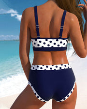 Kirsten | High-Waisted Bikini with Polka-Dot Patchwork