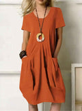 UBUD | POCKET-DETAIL ROUND-NECK MIDI DRESS