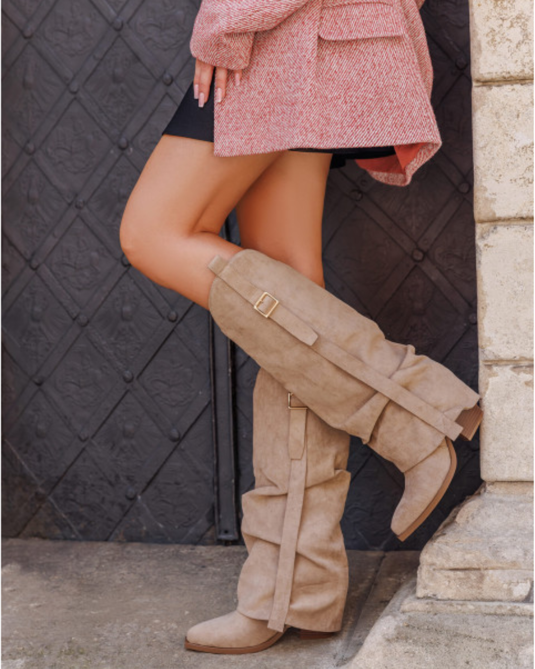 Laurentia high suedine boots in khaki