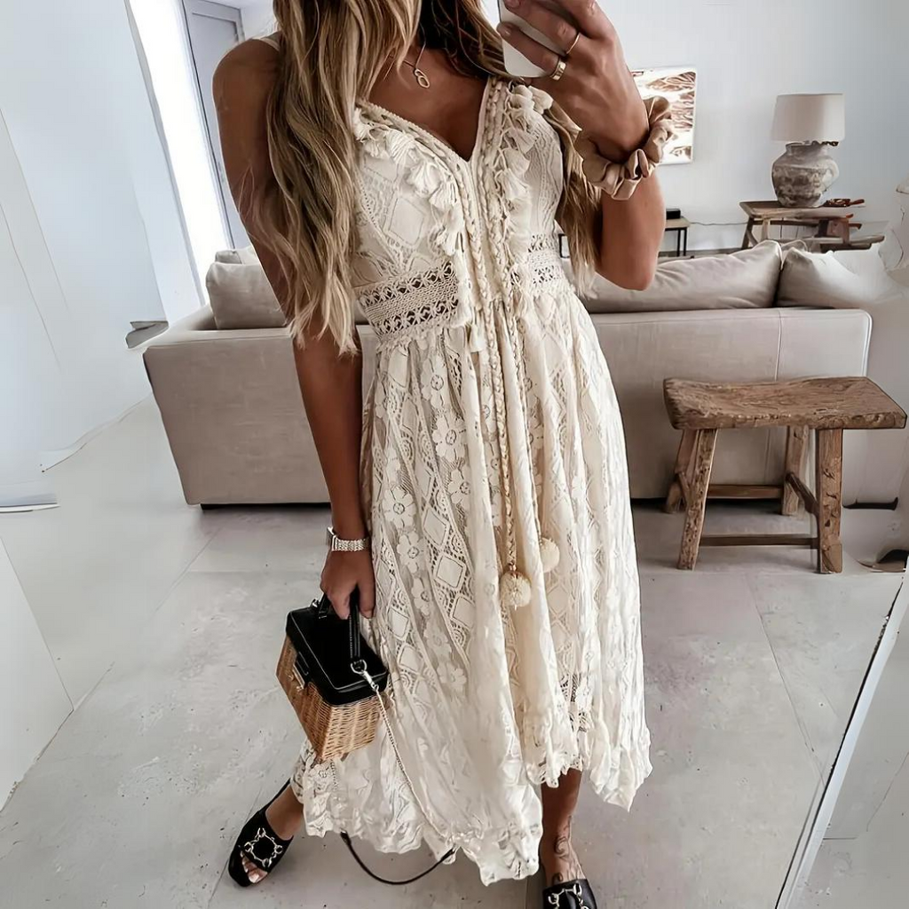 RAELENE | LACE FRINGED DRESS
