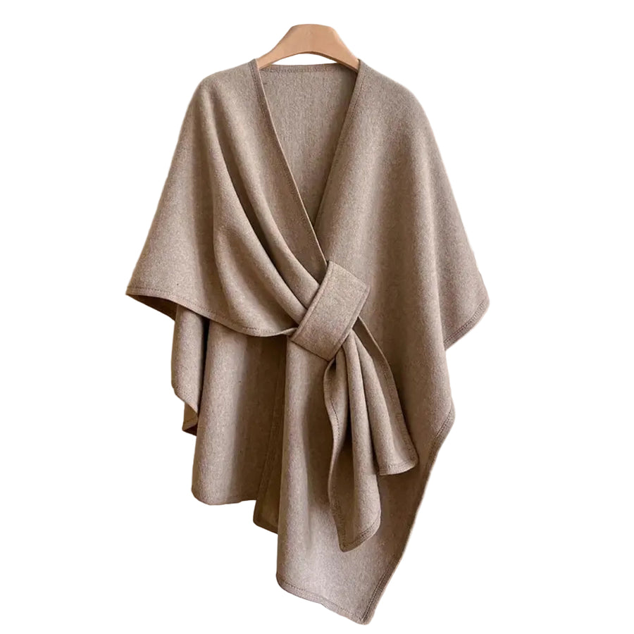 Mairwen | Oversized Windproof Poncho Cape Coat in Taupe