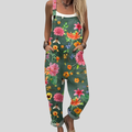 FLOWING ADJUSTABLE-STRAP CROPPED DUNGAREES