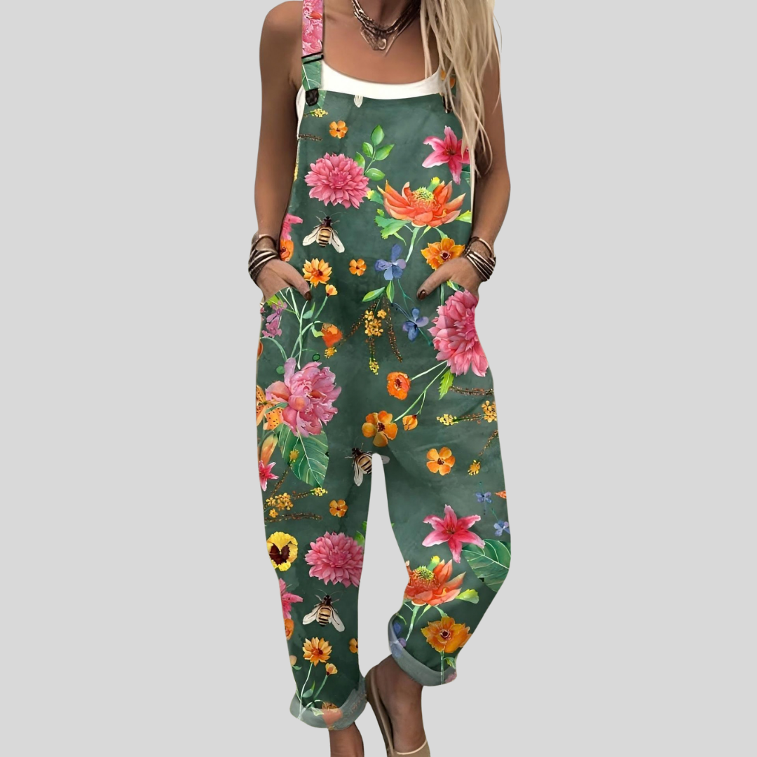 FLOWING ADJUSTABLE-STRAP CROPPED DUNGAREES