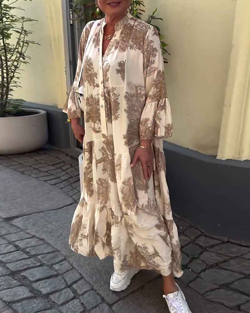 OPHELIA | PRINTED V-NECK DRESS