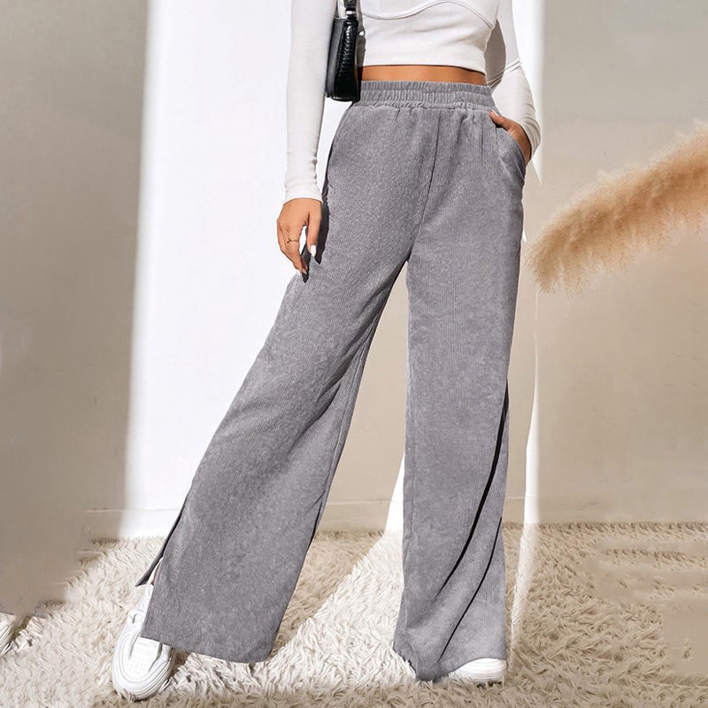 NAHLA | BUTTON-FRONT WIDE-LEG TROUSERS